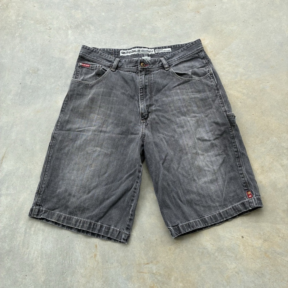 Ecko Unltd Shorts Mens 34 Gray Denim Cargo Carpenter Pockets Casual Workwear Y2K